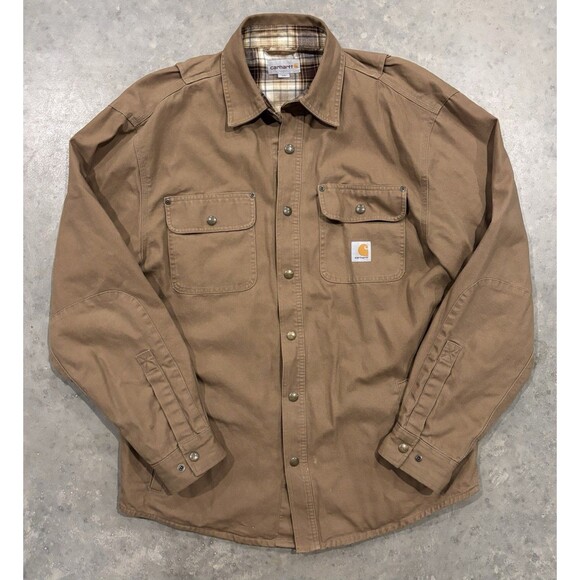 Carhartt Other - Carhartt Jacket Mens M Brown Flannel Lined Canvas Work Chore Coat 100590-903